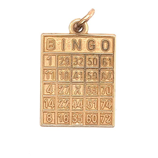 Estate Bingo Card Charm in 14K Yellow Gold