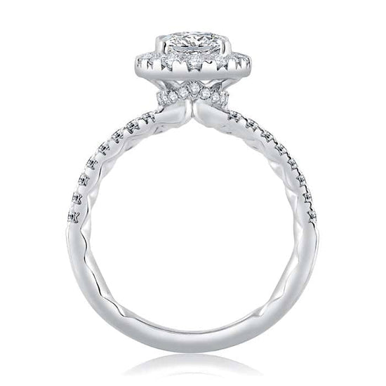 A. Jaffe Oval Halo Engagement Ring Semi-Mounting in 14K White Gold