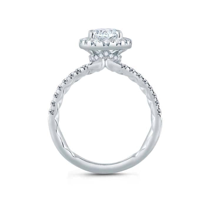 A. Jaffe Oval Halo Engagement Ring Semi-Mounting in 14K White Gold