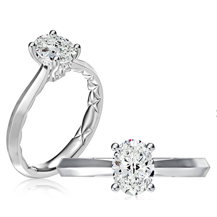 A. Jaffe Hidden Halo Oval Solitaire Engagement Ring Semi-Mounting in 14K White Gold