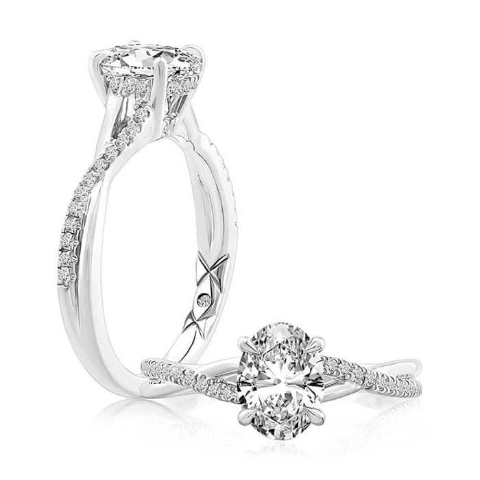 A. Jaffe Intertwined Oval Diamond Engagement Ring Semi-Mounting in 14K White Gold