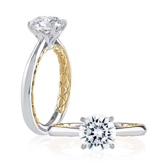 A. Jaffe Cathedral Solitaire Mounting in 14K White and Yellow Gold