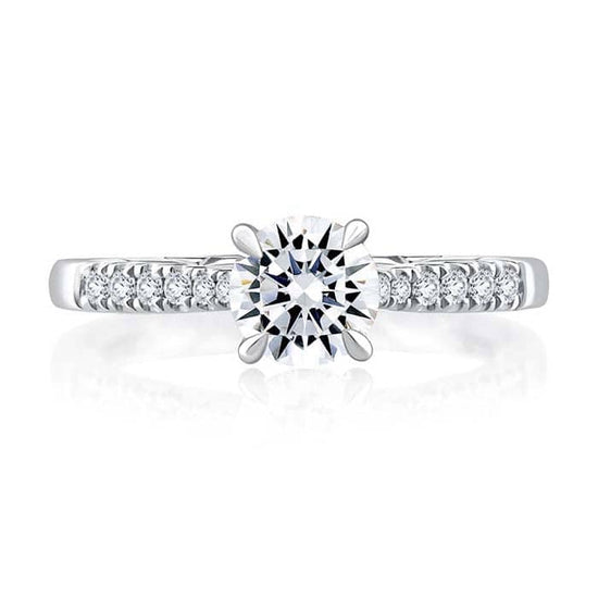 Load image into Gallery viewer, A. Jaffe Tapered Pavé Engagement Ring Semi-Mounting in 14K White Gold
