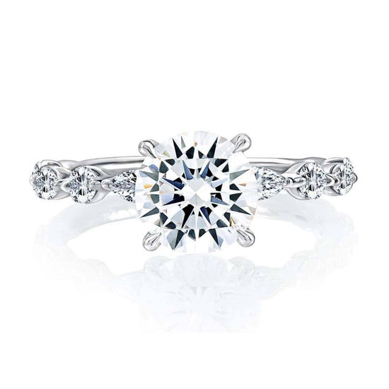 Load image into Gallery viewer, A. Jaffe Single Shared Prong Round Engagement Ring Semi-Mounting in 14K White Gold
