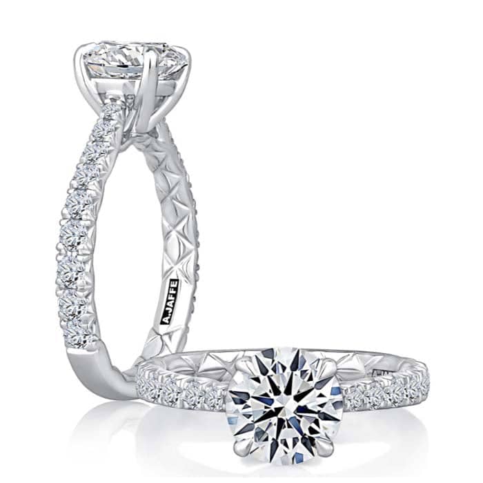 A. Jaffe Round Diamond Engagement Ring Semi-Mounting in 14K White Gold