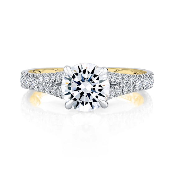 A. Jaffe .55TW regal Split Signature Shank Modern Regal Collection Engagement Ring Semi-Mounting 14K White and Yellow Gold