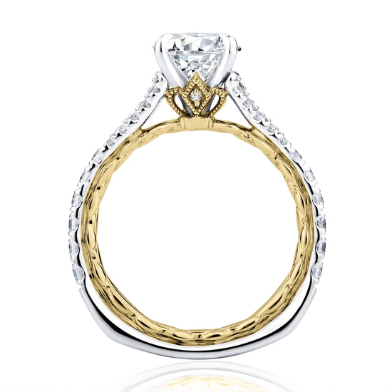 A. Jaffe .55TW regal Split Signature Shank Modern Regal Collection Engagement Ring Semi-Mounting 14K White and Yellow Gold