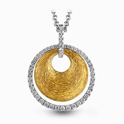 Simon G .44CTW Diamond Fabled Collection Drop Pendant in 18K Yellow and White Gold