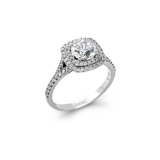 Simon G. Halo Engagement Ring Semi-Mounting in 18K White Gold