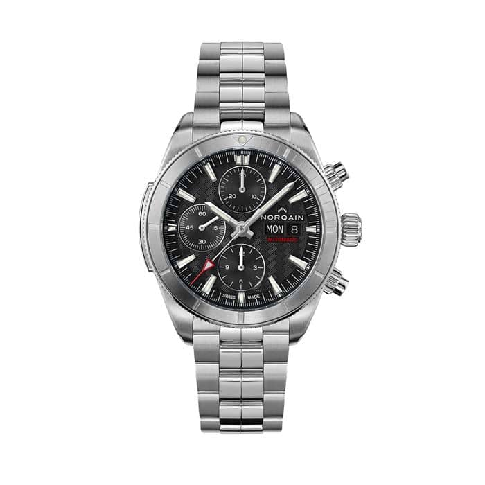 NORQAIN 41mm Adventure Sport Chronograph Day- Date Automatic Watch with Black Dial in Stainless Steel