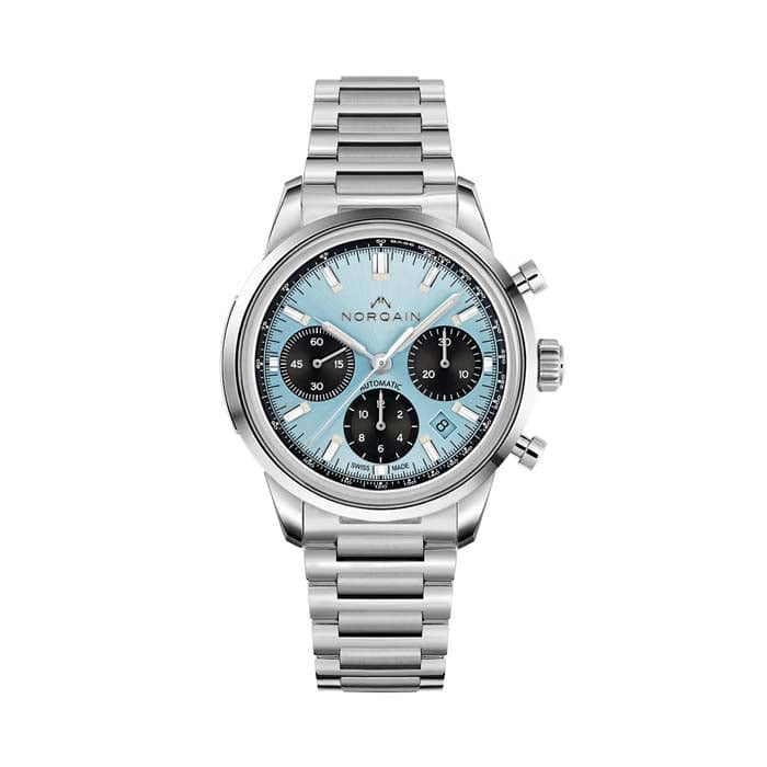 NORQAIN 40mm Freedom 60 Chrono Limited Edition Automatic Watch with Ice Blue Dial in Stainless Steel