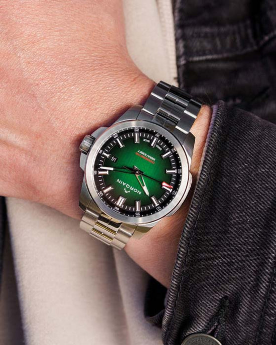 NORQAIN 40mm Independence Automatic Watch with Green Dial in Stainless Steel