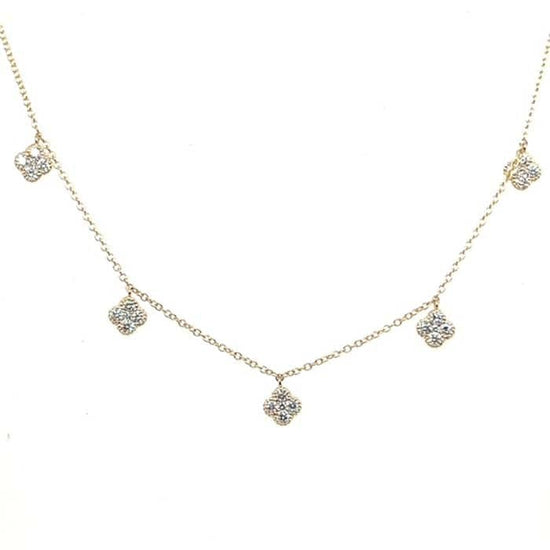 Mountz Collection .61-.66CTW Clover Cluster Drop Necklace in 14K Yellow Gold