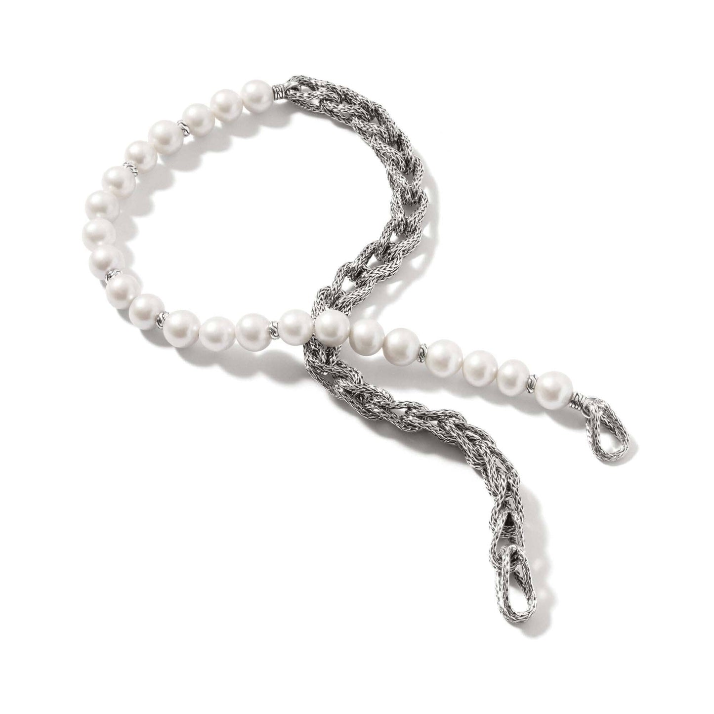 John Hardy Asli Link Chain Pearl Necklace in Sterling Silver