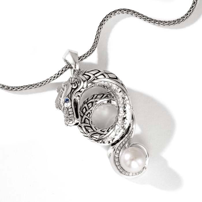 Load image into Gallery viewer, John Hardy Legends Naga Pearl Pavé Pendant
