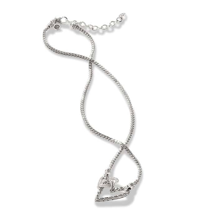 Joihn Hardy .12CTW Classic Chain Manah Diamond Pave' Interlocking Heart Necklace in Sterling Silver