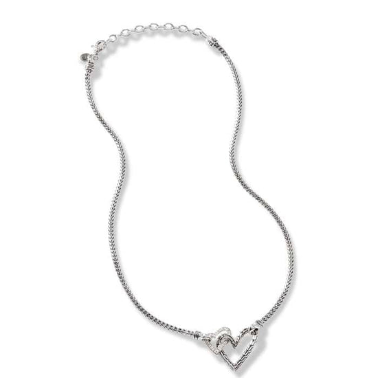 Joihn Hardy .12CTW Classic Chain Manah Diamond Pave' Interlocking Heart Necklace in Sterling Silver
