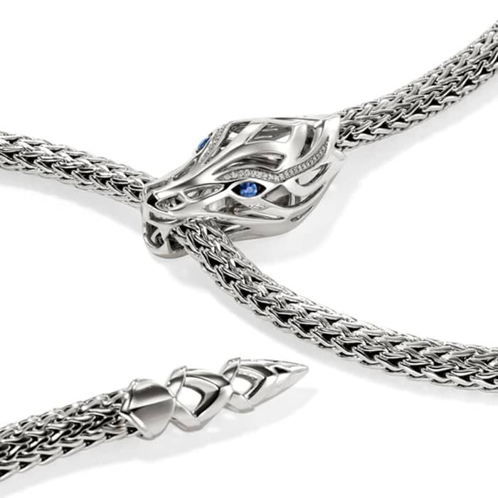 John Hardy Naga Diamond Pavé Lariat Necklace in Sterling Silver