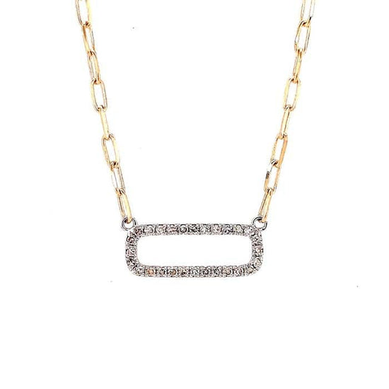Mountz Collection Diamond Rectangle Station Necklace in 14K White and Yellow Gold