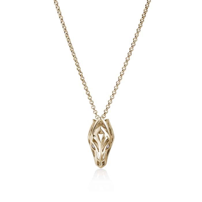 Load image into Gallery viewer, John Hardy Naga Pendant with Diamonds in 14K Yellow Gold
