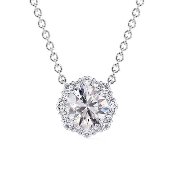 De Beers Forevermark Center of My Universe Floral Halo Diamond Pendant in 18K White Gold
