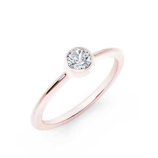 Load image into Gallery viewer, Natalie K Stackable Bezel Forevermark Diamond Engagement or Promise Ring in 18K Rose Gold
