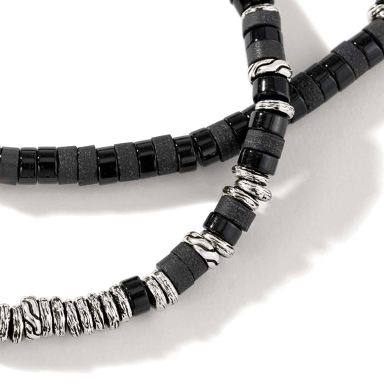 Load image into Gallery viewer, John Hardy 22&amp;quot; Black Onyx Heishi Beaded Necklace in Sterling Silver

