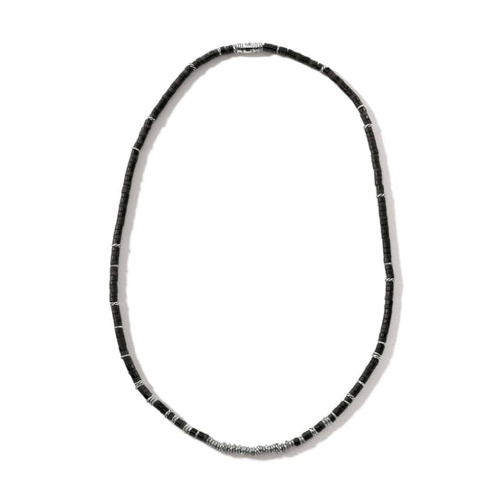 Load image into Gallery viewer, John Hardy 22&amp;quot; Black Onyx Heishi Beaded Necklace in Sterling Silver
