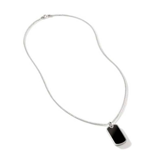Load image into Gallery viewer, John Hardy Black Onyx ID Pendant on Surf Chain Necklace in Sterling Silver
