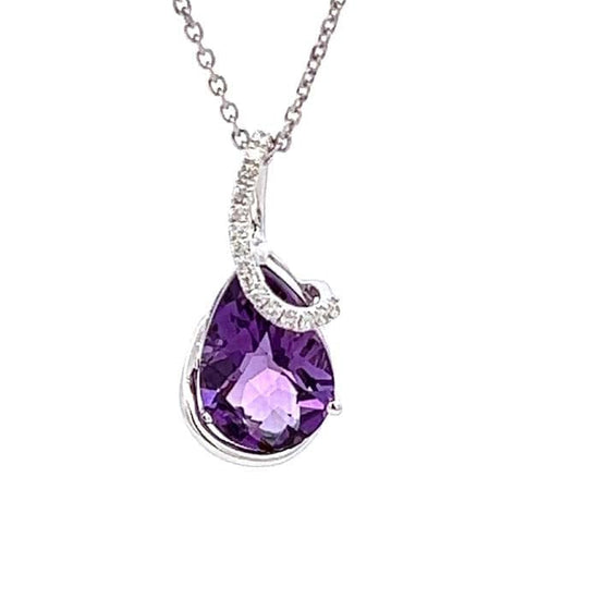 Mountz Collection Amethyst and Diamond Pendant in 14K White Gold