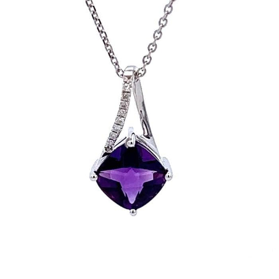 Mountz Collection Amethyst and Diamond Pendant in 14K White Gold