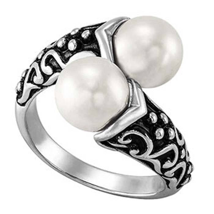 Honora Women's ByPass Pearl Ring in Sterling Silver