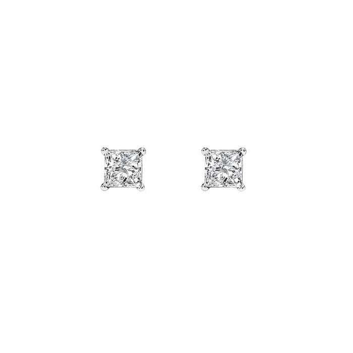 Mountz Collection 1/3CTW Princess Diamond Stud Earrings in 14K White Gold