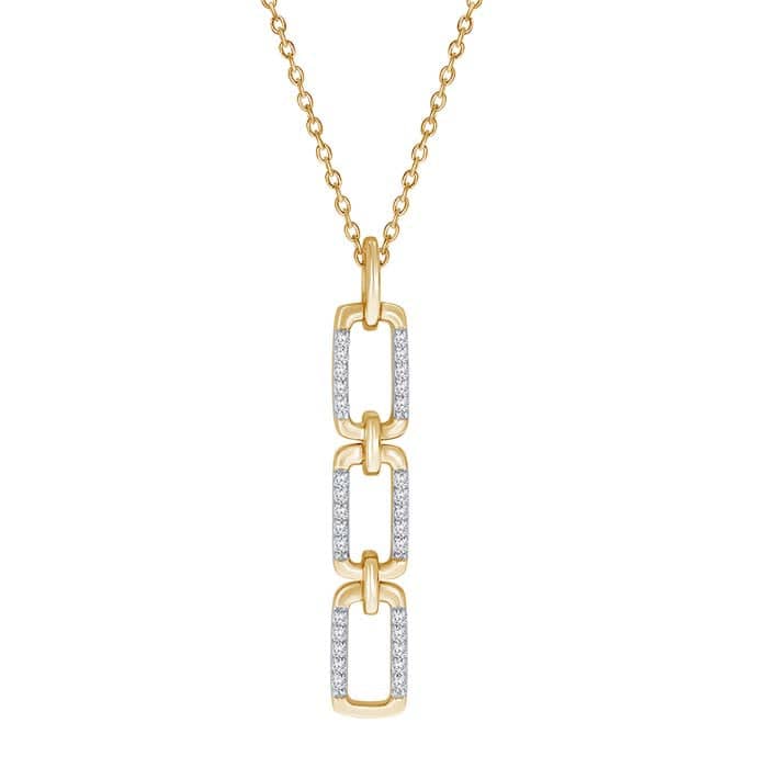 Mountz Collection Diamond Paperclip Link Pendant Necklace in 14K Yellow Gold
