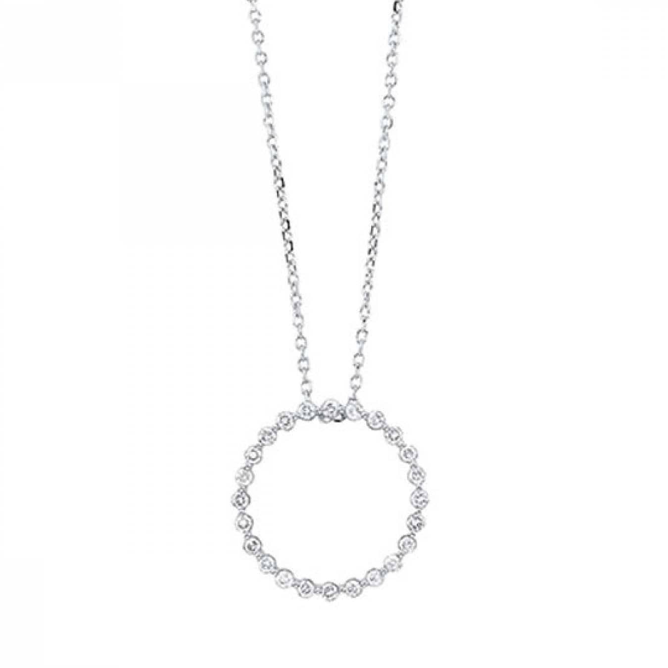 Load image into Gallery viewer, Mountz Collection 1/4CTW Single Shared Prong Set Circle Pendant in 14K White Gold
