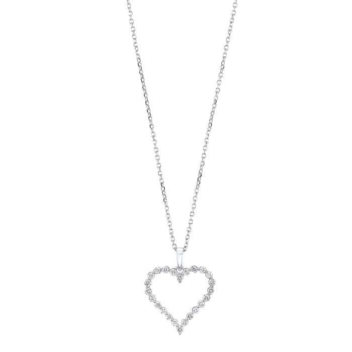 Mountz Collection 1/4CTW Single Prong Diamond Heart Pendant in 14K White Gold
