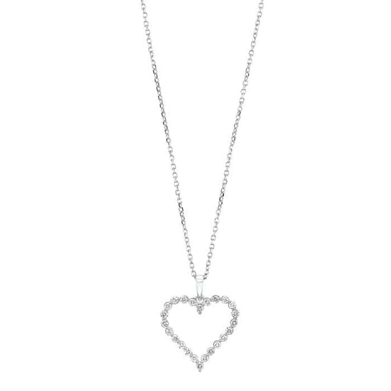 Mountz Collection 1/4CTW Single Prong Diamond Heart Pendant in 14K White Gold