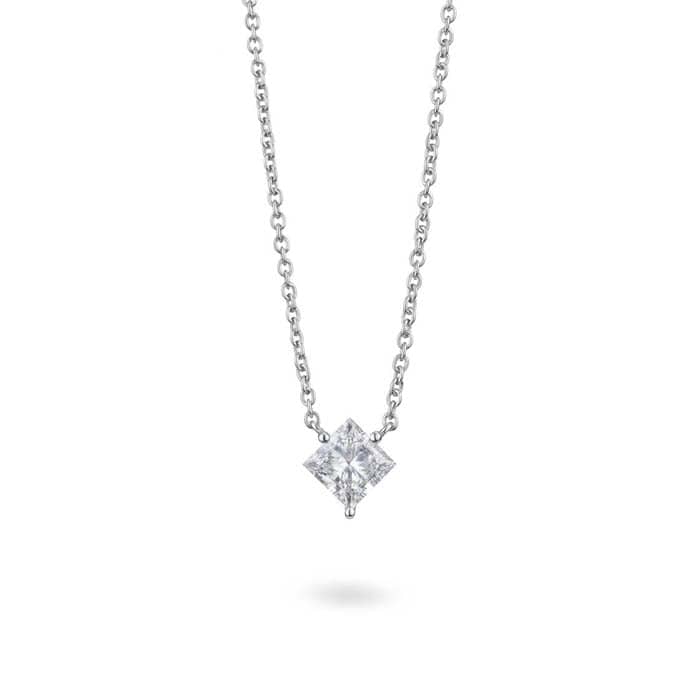 Load image into Gallery viewer, Lightbox 1CT LabGrown Princess Diamond Solitaire Pendant in 14K White Gold
