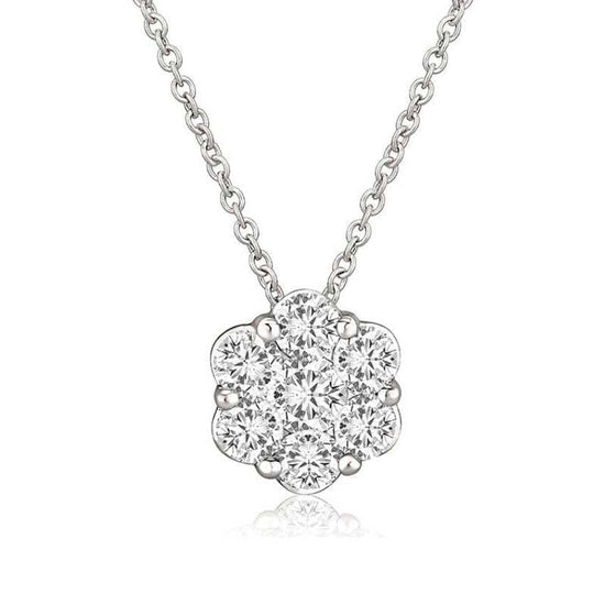 Mountz Collection Cluster Flower Pendant in 14K White Gold