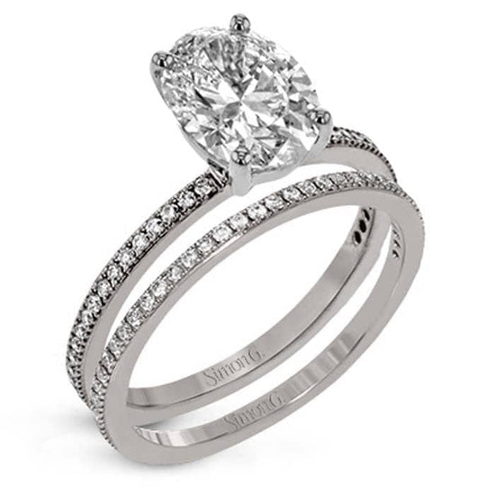 Simon G. Oval Engagement Ring Semi-Mounting in 18K White Gold Ring