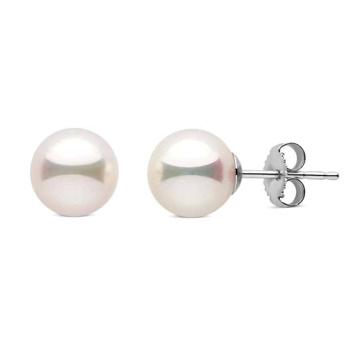 Load image into Gallery viewer, Mountz Collection 8.5MM Cultured Pearl Earrings with 14K White Gold Posts and Backs
