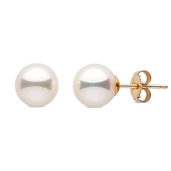 Mountz Collection 8.5MM Cultured Pearl Earrings with 14K Yellow Gold Posts and Backs