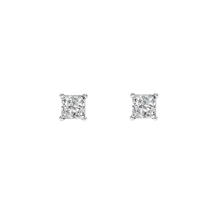 Load image into Gallery viewer, Mountz Collection 1CTW Princess Diamond Stud Earrings in 14K White Gold
