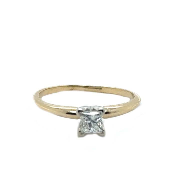 Load image into Gallery viewer, Estate Princess Cut Solitaire Engagement Ring in 14K Yellow Gold
