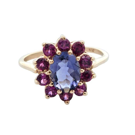 Estate Purple Quartz and Pink Spinel Ring in 14K Yellow Gold