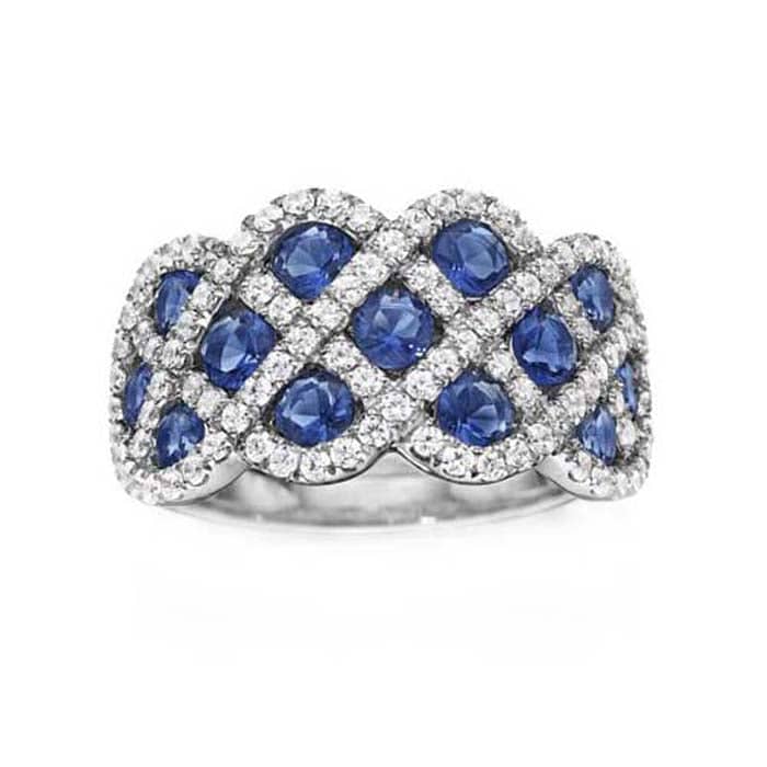 Fana You and Me Sapphire and Diamond Interwoven Ring in 14K White Gold