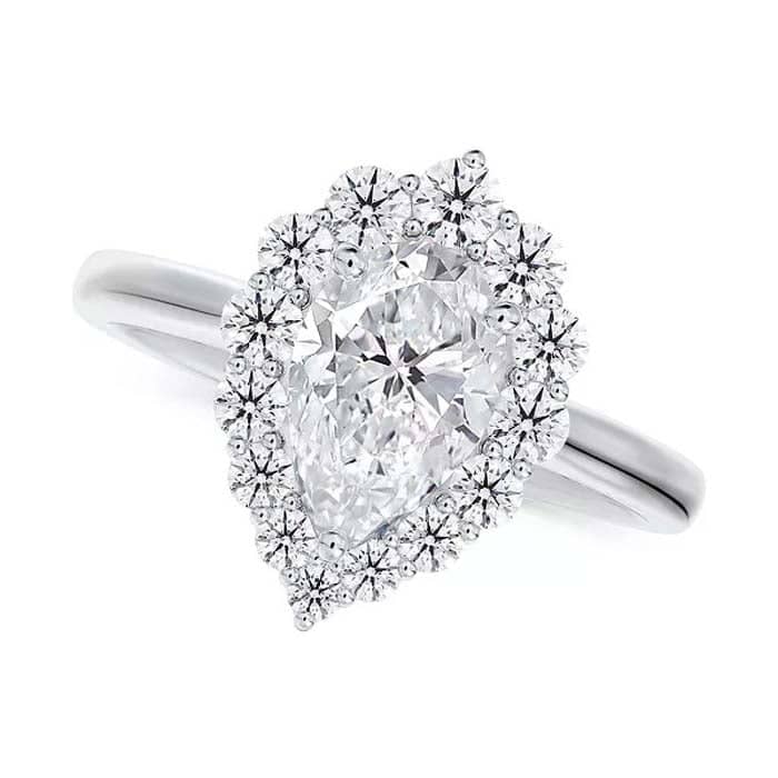 De Beers Forevermark Portfolio Collection Pear Halo Engagement Ring in 14K White Gold