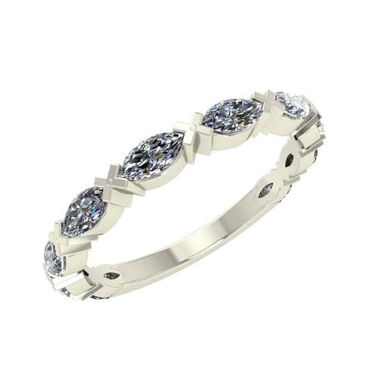 Mountz Collection Marquise Diamond V-Prong Wedding Band in 14K White Gold