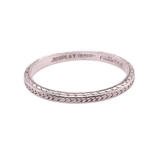 Estate Etched Stackable Band in Platinum