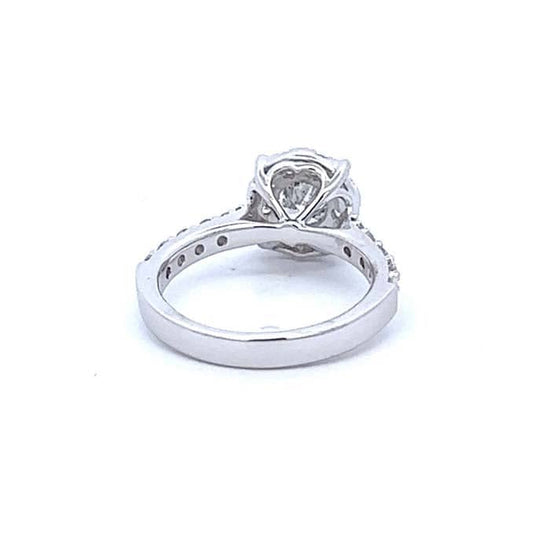 Mountz Collection Diamond Halo/Cluster and Diamond Shoulder Complete Engagement Ring in 14K White Gold